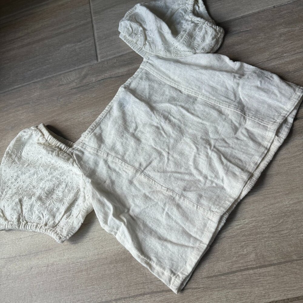 Old Navy Ivory Bubble Sleeve Crop Top, Girls Size XL (14-16)